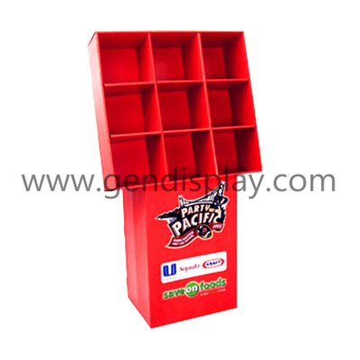 Promotional Nine Pockets Cardboard Floor Foods Display Stand (GEN-CP160)