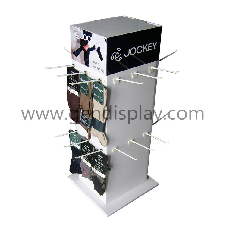 Cardboard Counter Display With Four Sides Hooks For Socks(GEN-CD227)