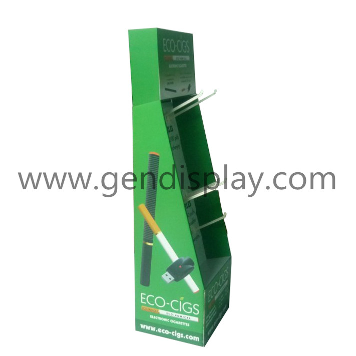 Promotional Cardboard E-Cig Counter Display Stand With Hooks(GEN-CD071)